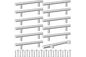Tufa 12 maniglie per mobili, colore argento, distanza tra i fori 128 mm, maniglie per cucina con 24 viti, maniglie per cassetti, maniglie per mobili da cucina