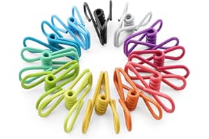 ROSSHINE Bag Clips for Food Storage, 12pcs Steel & PVC Coated Sealing Clips, Multi-function Pegs Clothes Pegs, Paper Durable Freezer Kitchen Home Office