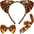 3Pcs Halloween Animal Costume Set Black Cat Costume Accessories Pig Giraffe Frog Monkey Headband Tail Bow Tie for Kids Halloween Birthday Animal Cosplay Party Dress Up