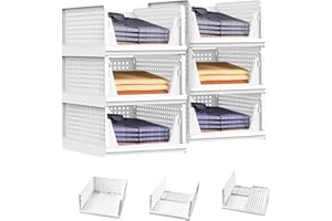 Avilia - Set di 3 Organizer Armadio in Plastica Richiudibili e Impilabili - Cassettiera Salvaspazio da Cucina, Bagno e Camera da Letto, Multiuso e Resistenti (3)