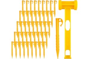 Piquetas para Tienda, FairyPeach Piquetas para Acampar, Piquetas Camping Plastico, Piquetas Camping Jardinería, Clavos de Tienda de Campaña, Ganchos para Huerto, Piquetas Malla Antihierbas (Amarillo)