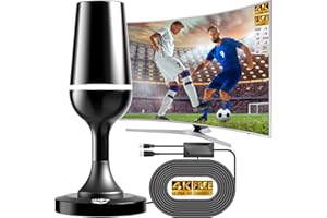 DGUPSP Antenne TV Intérieure Puissante TNT HD, 2025 Le Plus récent Antenne TV Intérieur, Réception Longue Portée à 360° avec Base Magnétique et d'un Amplificateur