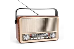 BANAONE Retro Radio AM/FM/SW – Tragbares Nostalgie Radio mit 1800mAh Akku & Bluetooth, Vintage Küchenradio mit AUX/USB/TF Wiedergabe, Ideal für Zuhause, Garten, Camping & Notfälle