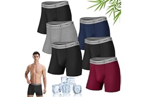 IGOLUMON Mens Bamboo Boxers Shorts 6 Multipack Breathable Underwear Briefs with Elastic Waist and 3D Pouch Comfortable Anti Chafing Cycling Shorts Mens Fit Underpants Hipsters