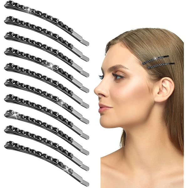 4 Strass-Haarspangen Schwarz – Glitzernde Haarnadeln Mit Kristall Für Frauen