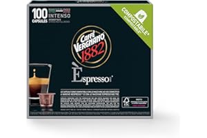 Caffè Vergnano 1882 - 100 Capsule Caffè Compostabili e Compatibili con Nespresso, Intenso - Pack da 100 capsule