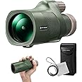 K&F Concept® 12X50 Monocular Telescope with Cleaning Cloth, FMC Lens & BAK4 Prism Telescopes for Adults, Sky Captain HD Monocular for Bird Watching Hunting Hiking Camping Travelling