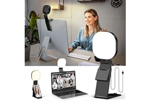 Ringlicht Laptop PC Lichtring Videokonferenz Licht,Evershop 5"Ring Light Monitor LED Streaming Licht Handy mit Stativ&Handyhalter 3 Lichtfarben 360°Drehbar Beleuchtung für Tiktok Youtube Zoom Meeting