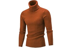 AIDEAONE Maglione Dolcevita da Uomo Maglione Casual a Costine Slim Fit a Maglia Collo Alto Pullover Dolcevita