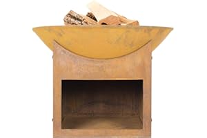 La Hacienda - Fasa Oxidised Firepit - Naturally Aged Steel - Patio Heater - Log Burner - Easy to Assemble - 360 View, Natural Rusted
