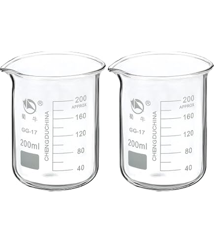 2er Set 200 Ml Glas-Messbecher Aus Borosilikat – Hitzebeständig, Mit Skala Und Ausguss – Für Labor Und Küche