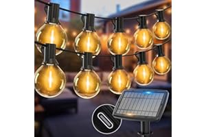 Woolmug 119.7FT Solar Festoon Lights Outdoor, 50+3 G40 LED Solar Powered Garden String Light Shatterproof Bulbs, Waterproof 5 Modes Hanging Patio Lighting for Outside Pergola Yard Party Gazebo