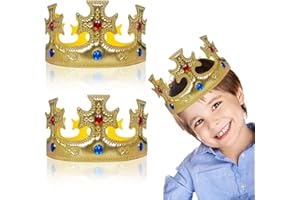 TSHAOUN 2 pezzi corona reale re e regina corona gioiello, cappello corona di compleanno, corone per feste di compleanno, corona re principe principessa, accessorio per travestimento Halloween Prop