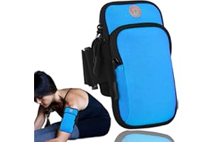 FILFEEL Armtasche, Laufarmband Tasche für Handy & Schlüssel, Reißverschluss, mehrschichtig, wasserdicht, Brieftaschentasche für Outdoor, Joggen, Sport, Fitnessstudio (blau)