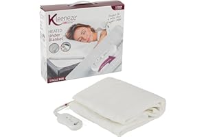 Kleeneze KL1284STK Electric Blanket - Single Bed 60 x 120 cm, Heated Electric Underblanket with 3 Heat Settings, Fast Heat Up, Overheat Protection, Machine Washable, Easy-to-Use Removable Controller