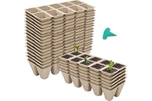 GROWNEER 240 Cells Anzuchttöpfe 24 Pack Eckig abbaubar Pflanztopf Saattopf Pflanzenanzucht Starterschale biologisch abbaubare Keimtöpfe mit 15 Pflanzenetiketten(10cells/pcs)