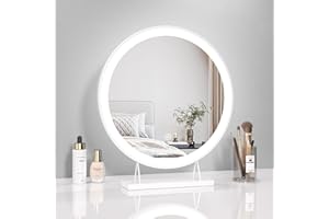 Heilmetz Vanity Mirror with Led Lights, Hollywood Vanity Mirrors Lighted Makeup Mirror with Touch Control, 3 Light Modes, Round Mirror 40 cm White, Gifts for Wome