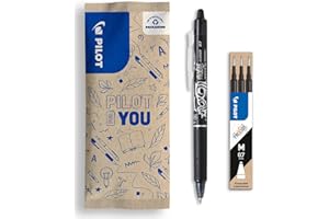 PILOT - Lot de 1 Frixion Ball Clicker + 1 Set de 3 recharges - Stylo rétractable effaçable à encre thermosensible - roller rechargeable et ergonomique - Bleu - Pointe moyenne