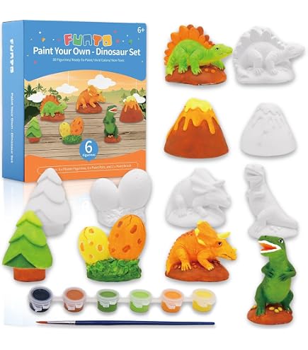 LICHENGTAI Kit de Peinture de Dinosaure, Figurines Dinosaures en 3D Peinture Activités, Jouet Dinausore pour Enfants Kit de Loisir Créatif Cadeaux d'Anniversaire Noël pour Enfant Filles Garçons