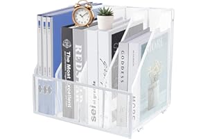 HMXLJJY Porte-revues en maille métallique A4, porte-documents de bureau à 4 sections pour ranger le bureau, organiseur de papier, 4 compartiments, blanc