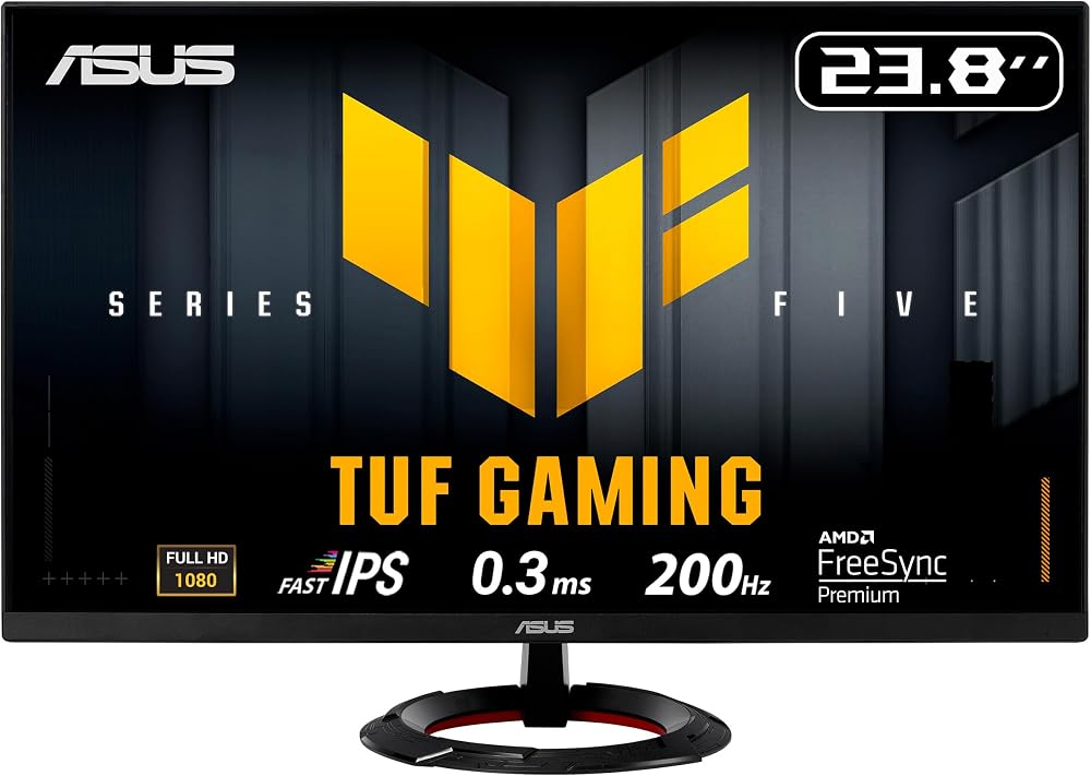 ASUS TUF Gaming VG249Q5R 24 İnç 1080p 200Hz Fast IPS Gaming Monitör | ELMB Sync, 1ms, %100 sRGB, Dahili Hoparlörler, FreeSync Premium, HDR10, Shadow Boost, Gaming AI, DisplayWidget Center