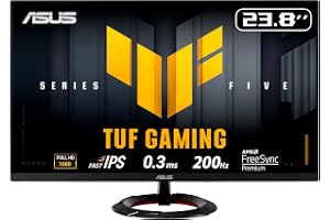 ASUS TUF Gaming Series 5 VG249Q5R Gaming Monitor: 23.8-inch, Full HD(1920x1080), 200Hz, Fast IPS, ELMB, 0.3ms GTG (min.), Stereo speaker, DisplayWidget Center, AI Visual - Black