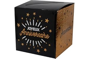 SANTEX MARIAGE Tirelire Joyeux Anniversaire étincelant, Noir/Or