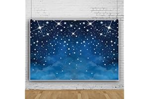 Bovlleetd 150x120cm Cielo Stellato Sfondo Blu Cielo Notturno Scintillante Stella Fotografia Sfondo Baby Shower Festa di Compleanno Banner Ritratto Fotografia Oggetti di Scena