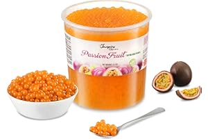 The Inspire Food Company Popping Boba Pearls for Bubble Tea - 3.2KG | Passionfruit | Bursting Pearls Bubble | Real Fruit Juice For Shakes, Smoothie | 100% Vegan & Glutenfree, No Artificial Colors