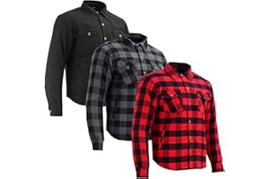Inflori Motorbike Shirt Men Lumberjack Protective Lined Kevlar Motorcycle Shirt Flannel Stuff CE Armoured Biker Shirt Removable Armours