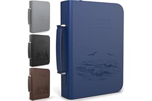 DEHITE Bible Covers for Women and Men Large Size by - Leather Bible Case Bag Fits Books Up to 7 x 10.1 x 1.9 Inches - Blue Faux PU Leather Bible Carrying Accessories - Christian Gift