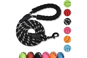 Ledeak smycz antypoślizgowa, trwała do tresury psów, 2 m, z miękkim wyściełanym uchwytem, nylonowa, dostępne w rozmiarach S, M, L, czarna