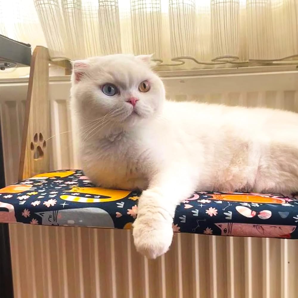 gobypet always the best Kalorifer Petek Radyatör Kedi Yatağı Geniş ve Geniş Köpek Yatağı, Askılı Kedi Yatağı (Kedi Desenli)
