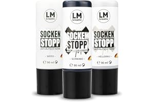 LM-Kreativ - Set di 3 calzini antiscivolo Stopp, colore: nero, bianco, grigio Stopp, Liquido per calzini antiscivolo, per antiscivolo in ABS, colorato