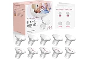 NURSI LUNA Insertos de brida 10 piezas de 13/15/17/19/21 mm para brida/escudo de 24 mm de la mayoría de bombas, compatible con extractores de leche Momcozy/Spectra/Medela/Elvie/Bellababy/TSRETE/Willow, reduce el