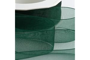 Italian Options Organza Chiffon Ribbon, Sheer Organza Ribbons for Gift Wrapping, Presents, Crafting, Wedding, Flower Bouquets, Birthday, Decorations, Décor, 25mm x 20 Metres, Dark Green