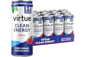Virtue Clean Energy - Natural Energy Drink - Sugar Free, Zero Calories, Vegan, Keto Friendly, Gluten Free, Vitamin B (Berries, 12 x 250ml)