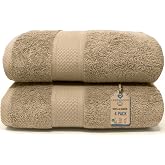 LEBENGOOD Large Bath Towels 70 x 140 cm Pack of 2 Cotton Hotel Gym Shower | Terry 500 g/m&sup2;, Soft and Highly Absorbent, Oeko T