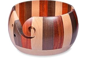 WishesMar Fatto a Mano Ciotola per Filo di Legno Diametro 15 cm Ciotola per Filato con Foro Intagliato a Spirale per Lavori a Maglia all'Uncinetto Decorazioni per la Casa #B