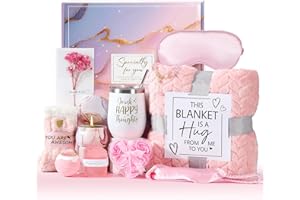 MHOMFDC Geschenke für Frauen,Geburtstagsgeschenk für Frauen,12PCS Freundin Geburtstag Geschenkset,Inklusive Isolierter Becher mit Flanelldecke,Geschenkideen für Mama,Schwester,Kollegen,Bad-Entspannung
