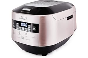 Yum Asia Bamboo Cuiseur à riz avec chauffage à induction (IH) et bol en céramique, 7 fonctions de cuisson au riz, 4 fonctions multicuiseurs, écran LED Motouch – 220-240V EU (Champagne)