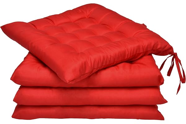 Beautissu Coussin Chaise Jardin Lea - Lot de 4 – Coussin Exterieur Confortable et épais - Idéal pour intérieur et extérieur - 40x40x5 cm - Rouge