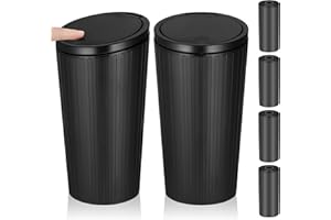 Yimomoyi 2 Pezzi Pattumiera Auto con Coperchio, Mini Cestino, 4 Rotoli Sacchetti per Spazzatura, Impermeabile, per Casa, Ufficio, Nero