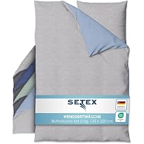SETEX Wendebettwäsche 135x200 Cm – 2-teilig In Dunkelgrau/Dunkelblau, 90% Baumwolle, OEKO-TEX Zertifiziert