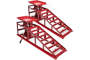 MIGHTY PRODUCTS 2 x Heavy Duty Metal Car Ramp Lift Height Adjustable 2Ton Hydraulic Jack Garage