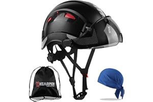 HEARMOR Casque de Protection de Chantier certifié EN397 en ABS réglable avec système à cliquet à 6 Points, avec Doublure de Refroidissement et Sac de Transport – Convient pour Tous Les lieux de
