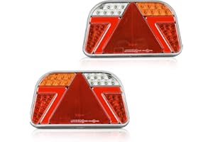 Qiping 2 Pcs Luces de Remolque 7 in 1 Multifunción -12v 24v Universal - Homologados E9 - Impermeable IP67 - Kit Pilotos LED para Coche, Camión, Caravana, Izquierda+Derecha