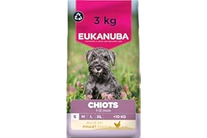 EUKANUBA Life Care Croquettes Chiots Petite Race 1à 12 Mois, Riche en Poulet Frais, Croissance optimale - DHA, Calcium, Oméga 3&6, prébiotiques FOS, sans colorants, arômes artificiels ni OGM – 3 kg