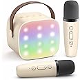 INFLUX Bluetooth Speaker with Microphones-Portable Wireless Speaker with Dual Wireless Microphones, Gift Toys for Boys Toys for Girls Age 4,5,6,7,8,9,10,11+ Years Old Karaoke Speaker (BEIGE)
