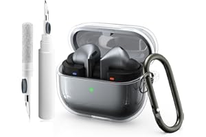 Oumida Custodia per Samsung Galaxy Buds 3 /Buds 3 Pro, Trasparente Protezione Cover per Buds 3 Generation con Gancio, Supporta la Ricarica Wireless, LED Frontale Visibile